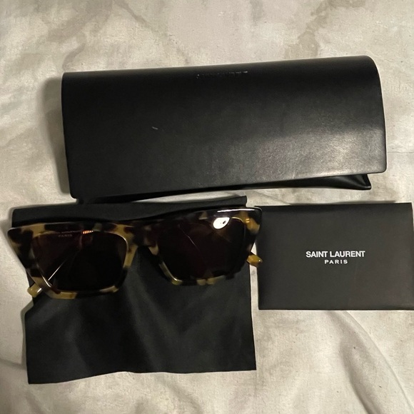 Saint Laurent Brown Tortoise Sunglasses - Picture 4 of 4